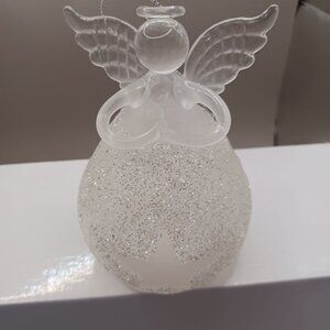 Bogo glass star angel with lovely frosted  glitter holding heart